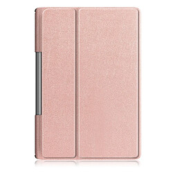 Etui en PU avec support tri-pliure or rose pour votre Lenovo Yoga Smart Tab YT-X705