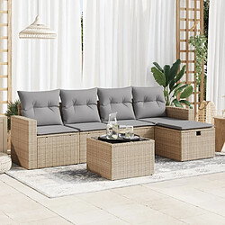 vidaXL Salon de jardin avec coussins 6 pcs beige résine tressée