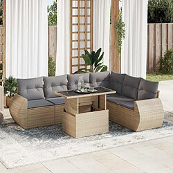 vidaXL Salon de jardin avec coussins 7 pcs beige résine tressée