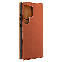 Avizar Housse pour Samsung Galaxy S24 Ultra Cuir Véritable Porte-carte Marron Clair