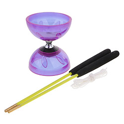 Jouets de diabolo de jonglerie à triple palier de 10,5 cm avec bâtons et ensemble de cordes violet