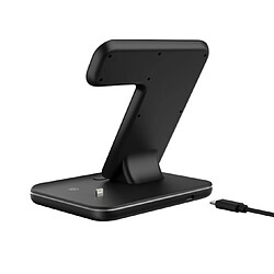 Avis 3 en 1 chargeur sans fil prise de charge support de charge sans fil adapté pour Android Apple téléphone portable montre casque-noir