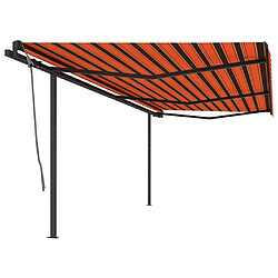 Maison Chic Auvent automatique | Store banne extérieur | Marquise rétractable poteaux 6x3 m Orange et marron -MN86787