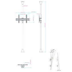 Kimex Support sol-plafond inclinable pour écran TV 32'' - 75'' - Vesa 600x400 - Hauteur max 240cm pas cher