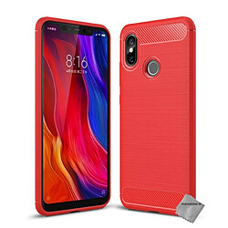 Htdmobiles Coque silicone gel carbone pour Xiaomi Mi 8 + film ecran - ROUGE