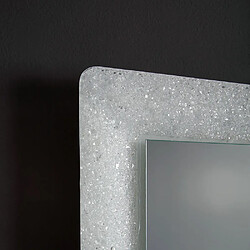 Kiamami Valentina MIROIR BLANC ENCADRÉ EN VERRE FUSIONNÉ AVEC GRIT ET LED 90X62