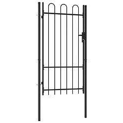 vidaXL Portillon simple porte avec dessus arqué Acier 1x1,75 m Noir