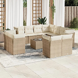 Maison Chic Salon de jardin avec coussins 12 pcs | Ensemble de Table et chaises | Mobilier d'Extérieur beige résine tressée -GKD69783