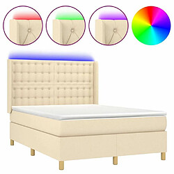 Sommier à lattes,Cadre à lattes de lit pour Adulte matelas et LED Crème 140x200 cm Tissu -MN16537