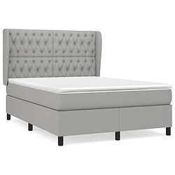 vidaXL Sommier à lattes de lit avec matelas Gris clair 140x200cm Tissu