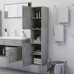 Avis Maison Chic Armoire de salle de bain,Meuble de rangement,Meuble haut Gris béton 30x30x130 cm Aggloméré -GKD742711