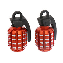 2pcs Grenades Bouchons Anti-poussière De Valve De Pneu Forme Du Pneu Pour Voiture Moto Vélo -orange