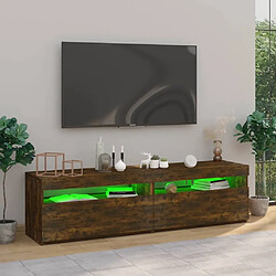 Maison Chic Meubles TV 2 pcs avec lumières LED - Banc TV pour salon Chêne fumé 75x35x40 cm -MN89684 pas cher