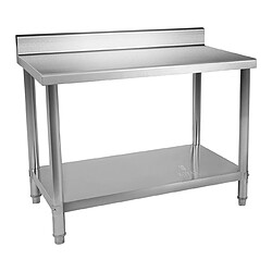 Helloshop26 Table de travail cuisine professionnelle acier inox 100 x 60 cm capacité de 90 kg avec dosseret 14_0003650