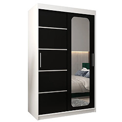 Abiks Meble Armoire PROMO V2 À Portes Coulissantes 200/120/62 2 Portes (Blanc/Noir)