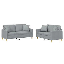 Maison Chic Ensemble de canapés 2 pcs coussins, Canapé droit Sofa pour Salon gris clair tissu -GKD142072