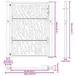 vidaXL Portail de jardin noir 105x130 cm acier conception de tracés pas cher