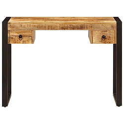 Helloshop26 Bureau table meuble travail informatique avec 2 tiroirs 110 cm bois solide de manguier 0502080 