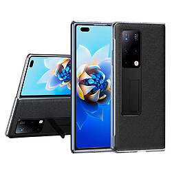 Coque en TPU + PU Hybride Frame Clear Skin enduit avec béquille cachée noir pour votre Huawei Mate X2