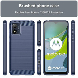 Htdmobiles Coque pour Motorola Moto E13 - housse etui silicone gel carbone + film ecran - BLEU FONCE