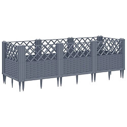 Acheter vidaXL Jardinière avec piquets bleu gris 123,5x43,5x43,5 cm PP