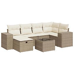 vidaXL Salon de jardin avec coussins 7 pcs beige résine tressée