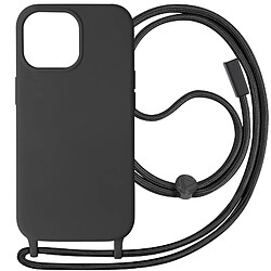 Avizar Coque Cordon pour iPhone 15 Pro Lanière Tour du Cou 80cm série Corda Noir