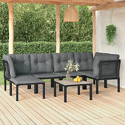 vidaXL Salon de jardin 7 pcs noir et gris résine tressée