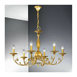 Luminaire Center Chandelier classique PISANI or Français 6 ampoules