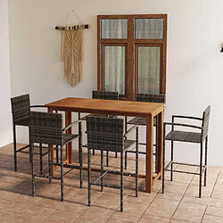 Maison Chic Table de bar et chaises d'extérieur 7 pcs,Ensemble de bar de jardin pour relax Gris -GKD621611