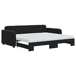 Maison Chic Lit d'appoint avec gigogne et matelas | Lit de jour | Lit de repos noir 90x200 cm velours -GKD53580