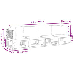 vidaXL Salon de jardin avec coussins 4 pcs bois d'acacia massif pas cher