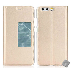 Htdmobiles Housse etui portefeuille view case pour Huawei P10 + film ecran - CHAMPAGNE