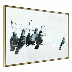 Paris Prix Affiche Murale Encadrée Banksy Pigeons 90 x 60 cm Or