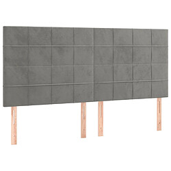 Avis vidaXL Tête de lit à LED Gris clair 200x5x118/128 cm Velours