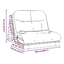 vidaXL Canapé-lit futon avec matelas 100x206x11 cm bois massif douglas pas cher