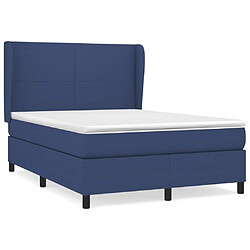 Maison Chic Lit adulte- Lit + matelas,Sommier à lattes de lit avec matelas Bleu 140x200 cm Tissu -GKD29889