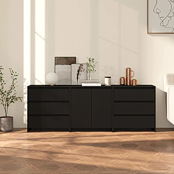 vidaXL Buffets 3 pcs Noir Bois d'ingénierie