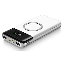 Chrono Qi Power Bank sans Fil 10000MAH de Banque d'alimentation sans Fil avec Lampe de Poche à Del d'urgence,Compatible avec Les iPhone XR/XS/XS Max/X et Plus Device,(blanc)