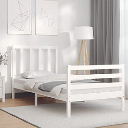 Avis Maison Chic Cadre/structure de lit et tête de lit pour adulte - Lit Moderne Chambre blanc 100x200 cm bois massif -MN75997