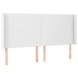 Maison Chic Tête de lit scandinave avec oreilles,meuble de chambre Blanc 183x16x118/128 cm Similicuir -MN29609