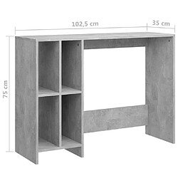 vidaXL Bureau d'ordinateur portable gris béton bois d'ingénierie pas cher