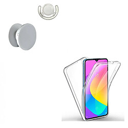 PHONECARE Kit Coque 3x1 360° Impact Protection + 1 PopSocket + 1 Support PopSocket Blanc - Impact Protection - Xiaomi Mi A3