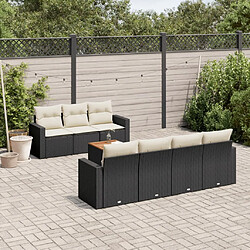 Maison Chic Ensemble Tables et chaises d'extérieur 8 pcs avec coussins,Salon de jardin noir résine tressée -GKD780218