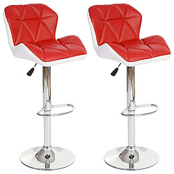 Decoshop26 Lot de 2 tabourets de bar avec repose-pieds synthétique rouge et blanc TDB04024