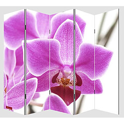 Avis Decoshop26 Paravent 5 panneaux pans séparateur de pièce 180x200cm motif orchidee PAR04006