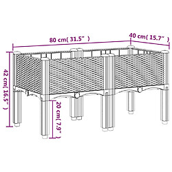 vidaXL Jardinière avec pieds noir 80x40x42 cm PP pas cher