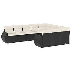 Maison Chic Salon de jardin 10 pcs avec coussins | Ensemble de Table et chaises | Mobilier d'Extérieur noir résine tressée -GKD80372