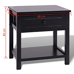 Helloshop26 Table de nuit chevet commode armoire meuble chambre bois noir 1402151 pas cher