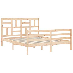 Maison Chic Cadre/structure de lit avec tête de lit pour adulte - Lit Moderne Chambre 160x200 cm bois massif -MN17824 pas cher